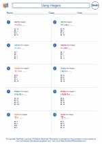 Mathematics - Seventh Grade - Worksheet: Using Integers