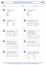 Mathematics - Seventh Grade - Worksheet: Rational and Irrational Numbers