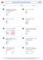 Mathematics - Seventh Grade - Worksheet: Rational and Irrational Numbers