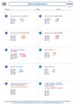 Mathematics - Seventh Grade - Worksheet: Decimal Operations