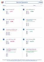 decimal operations seventh grade math worksheets study guides and answer key