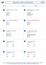 Mathematics - Seventh Grade - Worksheet: Exponents, Factors and Fractions