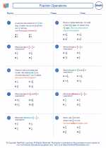 Mathematics - Seventh Grade - Worksheet: Fraction Operations