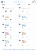 fraction operations 7th grade math worksheets study guides and answer