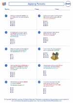 Mathematics - Seventh Grade - Worksheet: Applying Percents