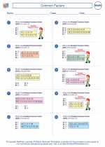 Mathematics - Fifth Grade - Worksheet: Common Factors