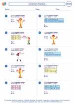 Mathematics - Fifth Grade - Worksheet: Common Factors