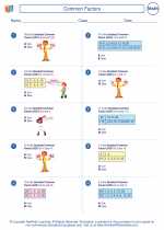 Mathematics - Fifth Grade - Worksheet: Common Factors