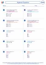 Algebraic Equations. 7th Grade Math Worksheets, Study Guides and Answer