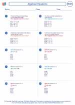 Mathematics - Seventh Grade - Worksheet: Algebraic Equations