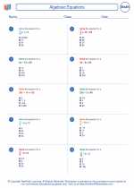 Mathematics - Seventh Grade - Worksheet: Algebraic Equations