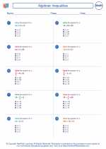 Mathematics - Seventh Grade - Worksheet: Algebraic Inequalities