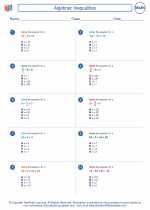 Mathematics - Seventh Grade - Worksheet: Algebraic Inequalities