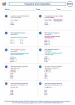 Mathematics - Eighth Grade - Worksheet: Equations and inequalities