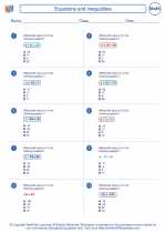 Mathematics - Eighth Grade - Worksheet: Equations and inequalities