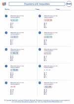 Mathematics - Eighth Grade - Worksheet: Equations and inequalities