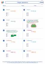 Mathematics - Eighth Grade - Worksheet: Integer operations