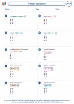 Mathematics - Eighth Grade - Worksheet: Integer operations