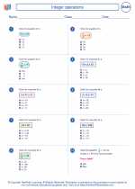 Integer operations. 8th Grade Math Worksheets, Study Guides and Answer key.