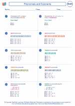 Mathematics - Eighth Grade - Worksheet: Polynomials and Exponents