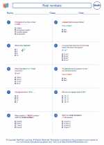 Mathematics - Eighth Grade - Worksheet: Real numbers