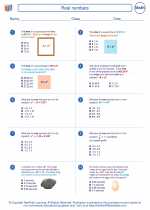 Mathematics - Eighth Grade - Worksheet: Real numbers