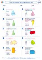 Mathematics - Eighth Grade - Worksheet: Three dimensional geometry/Measurement