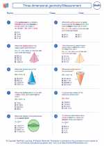 Mathematics - Eighth Grade - Worksheet: Three dimensional geometry/Measurement