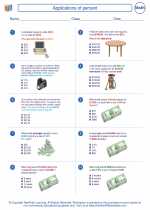 Mathematics - Eighth Grade - Worksheet: Applications of percent