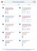 Mathematics - Eighth Grade - Worksheet: Solving linear equations