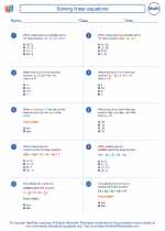 Mathematics - Eighth Grade - Worksheet: Solving linear equations