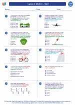 Physics - High School - Worksheet: Laws of Motion - Set I