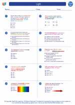 Physics - High School - Worksheet: Light