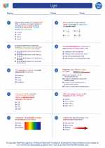 Physics - High School - Worksheet: Light