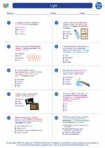 Physics - High School - Worksheet: Light