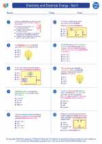 Physics - High School - Worksheet: Electricity and Electrical Energy - Set II