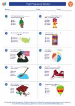 English Language Arts - Fourth Grade - Worksheet: High Frequency Words I