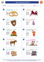 English Language Arts - Fourth Grade - Worksheet: High Frequency Words I