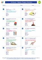 ESL-Spanish - Grades 3-5 - Worksheet: At School - Objects, People, Directions