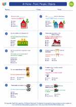 ESL-Spanish - Grades 3-5 - Worksheet: At Home - Food, People, Objects