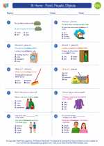 ESL-Spanish - Grades 3-5 - Worksheet: At Home - Food, People, Objects