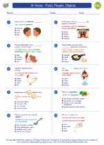 ESL-Spanish - Grades 3-5 - Worksheet: At Home - Food, People, Objects