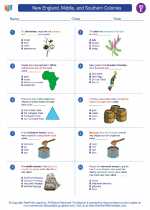 Social Studies - Fifth Grade - Worksheet: New England, Middle, and Southern Colonies