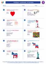 Social Studies - Fifth Grade - Worksheet: Holidays, Landmarks, & Symbols