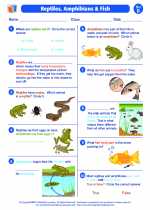Science - Second Grade - Worksheet: Reptiles, Amphibians and Fish