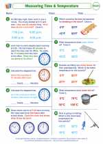 Mathematics - Fifth Grade - Worksheet: Measuring Time and Temperature