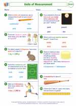 Mathematics - Fourth Grade - Worksheet: Units of Measurement