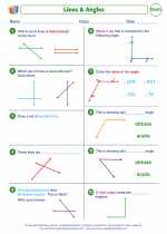 Mathematics - Fourth Grade - Worksheet: Lines and Angles