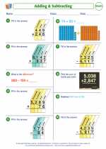 Mathematics - Fourth Grade - Worksheet: Adding and Subtracting