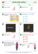 Mathematics - Third Grade - Worksheet: Double-Digit Addition